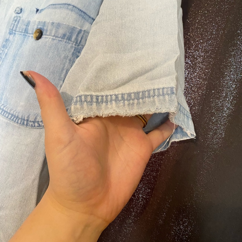 Schmidt Light Wash Denim Button-Down Work Shirt Blue Size XL - Picture 5 of 5